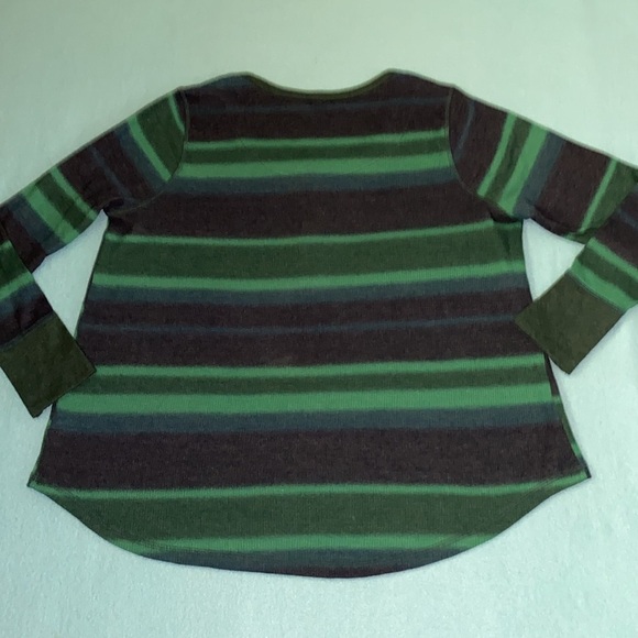 TERRA & SKY henley long sleeve waffle thermal pullover green blue top size 14W - Picture 5 of 13